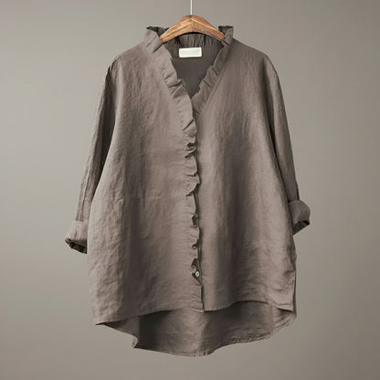 Chiara Ruffle Linen Blouse