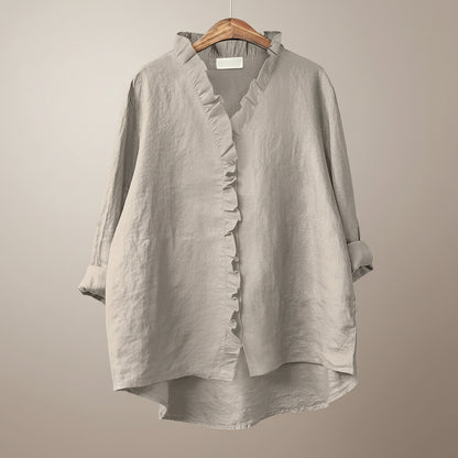 Chiara Ruffle Linen Blouse